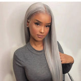 Silver Grey Simulation Human Hair Wig HD Lace Frontal 30 Inch Blonde Wig Colored Straight Brazilian Pre Plucked