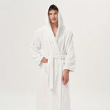 SIORO Men's Robes Big And Tall Terry Cloth Bathrobe Cotton Towel Hooded Full Length Housecoat Hot Tub Bath Spa Sleepwear M-2XL