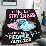 1pc Contemporary Animated Character Print Flannel Throw Blanket, Hypoallergenic Cozy Soft Multipurpose All-Season Knitted Throw for Bed Sofa Nap, Machine Washable, Digital Print Polyester - "I Like to Stay in Bed" Design