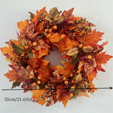 1pc Autumn Harvest Wreath - Thanksgiving Decor for Home, Courtyard, and Garden - Red Fruits and Flower Scene Decor with Festive Atmosphere