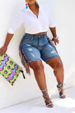 namcoverse Ripped On-trend Side Tassel Denim Shorts