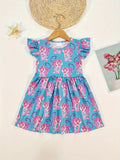 Girls Enchanting Animal Print Frill Sleeve A-line Dress - Lightweight Summer Fun for Holidays & Casual Wear - Perfect Gift Idea