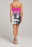 namcoverse Feather Patchwork Sparkly Sequined Mini Dress