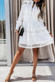 namcoverse Solid Color Cutout Lace Patchwork Girly Mini Dress