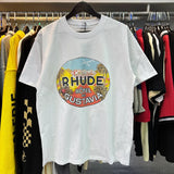 Top Craftsmanship Rhude Mens T Shirts summer Fashion designer tshirts Street Casual Short Sleeve Beach Style tees Cotton Printing Shirt 23SSS A124