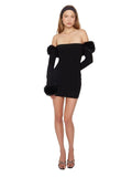 namcoverse Hit Color Fuzzy Patchwork Chic Cutout Mini Dress