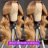 Peruvian Soft Hair Glueless Honey Blonde Body Wave Lace Front Wig 13x4 Colored Lace Front Human Hair Wigs HD Synthetic Lace Closure Wig 250 Density