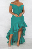 namcoverse Solid Color Rocking High Low Ruffle Maxi Dress