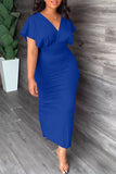 namcoverse Solid Color Feminine High Split Midi Dress