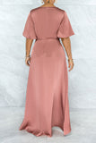 namcoverse Plain Glamorous Knotted High Low Slit Maxi Dress