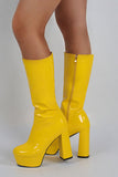 namcoverse Solid Color Whimsical Zipper Block Platform Boots