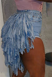 namcoverse Patchwork Tassel Hot Denim Shorts