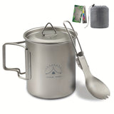 Ultimate Titanium Camping Mug Kit - Lightweight, Multi-functional with Spork & Lid, Easy Carry Bag