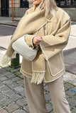 namcoverse Patchwork Scarf Collar Modern Tassel Coat