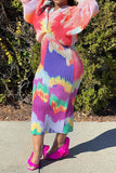 namcoverse Tie Dye Colorful Batwing Sleeve Midi Dress