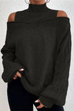 namcoverse Solid Color Cold Shoulder Feminine Sweater