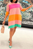 namcoverse Color Block Casual Mini Dress