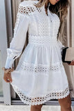 namcoverse Solid Color Cutout Lace Patchwork Girly Mini Dress