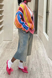 namcoverse Colorful Vertical Striped Button Down Cardigan