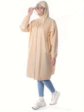 1pc Fashion Rain Windbreaker Solid Color Style Adult Rain Poncho Multifunctional Long Raincoat