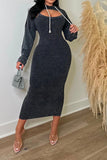 namcoverse Solid Color Hooded Stylish Bodycon Midi Dress