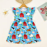 Girls Enchanting Animal Print Frill Sleeve A-line Dress - Lightweight Summer Fun for Holidays & Casual Wear - Perfect Gift Idea