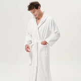 SIORO Men's Robes Big And Tall Terry Cloth Bathrobe Cotton Towel Hooded Full Length Housecoat Hot Tub Bath Spa Sleepwear M-2XL