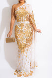 namcoverse Sequined Elegant See-Through Maxi Dress