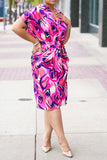 namcoverse Ripple Print Stylish Lace-Up Midi Dress