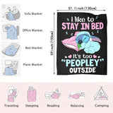 1pc Contemporary Animated Character Print Flannel Throw Blanket, Hypoallergenic Cozy Soft Multipurpose All-Season Knitted Throw for Bed Sofa Nap, Machine Washable, Digital Print Polyester - "I Like to Stay in Bed" Design