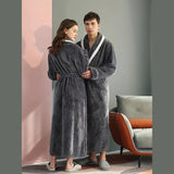 Ultra-Soft Flannel Bathrobe for Men & Women - Cozy, Long, Geometric Pattern with Pockets - Perfect for Home or Hotel Use