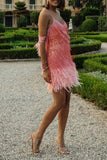 namcoverse Feather&Sequined Sweet Mini Dress