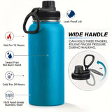 1pc 32oz Stainless Steel Insulated Water Bottle - Double Wall Vacuum, Leakproof Spout Lid, Perfect for Sports, Outdoor Activities, Holiday Gifts, and Everyday Use