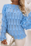 namcoverse Solid Color Boat Neck Elegant Crochet Sweater