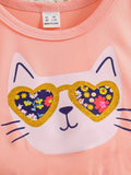 Adorable Toddler Girls Sleeveless Flared Dress with Charming Cartoon Cat Prints - Sun-Ready Summer Style for Little Fashionistas