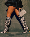 namcoverse Zebra Print Wild Pointed Toe Boots