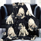 1pc Adorable Pug Dog Printed Soft Flannel Blanket - Warm, Cozy, Multi-Purpose Throw for Couch, Sofa, Office, Bed, Camping, Travel - Perfect Gift for All Seasons, Indoor, Outdoor Use