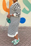 namcoverse Striped Patchwork Laid Back Midi Dress