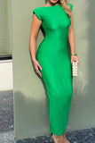 namcoverse Solid Color Modern Backless Midi Dress