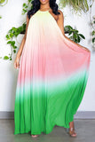 namcoverse Gradient Simple Backless Flowy Pleated Maxi Dress