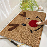 1pc 1350gsm Ultrafine Fiber Rustic Reindeer Rug, Non-Slip, Washable, Rectangular, 0.7cm Thick, Knitted, TPR Backing, Polyester Fiber, Machine Washable, Indoor/Outdoor Use, Perfect for Bedroom, Bathroom, Kitchen, Hallway, Festive Christmas Decor, Gift Idea