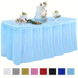 14ft x 29in Rectangle Disposable and Reusable Plastic Table Skirt for Parties, Weddings, Banquets, Birthday Decorations - 100% Plastic Material, Machine Made Weave