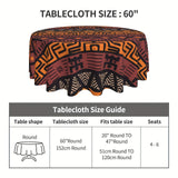 1 Pc 60 Inch Reusable Washable Tribal African Mud Cloth Polyester Tablecloth for Outdoor Picnic, Kitchen, and Holiday Dinner Party