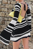 namcoverse Striped Classic Backless Knitted Mini Dress