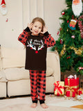 New Christmas parent-child outfit, European and American deer head Christmas print, children's dad, baby Clothes, home clothing two-piece set