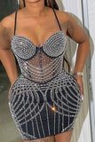 namcoverse Rhinestone Hot Spaghetti Strap Mini Dress