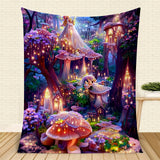 1pc Dream Castle Blanket - Ultra-Soft, Warm, and Vibrant Fairy Forest Print Throw Blanket for Couch, Sofa, Office, Bed, Camping, and Travel - Multi-Purpose, Cozy, and Thoughtful Gift Idea