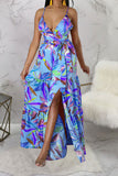 namcoverse Floral Print On-trend Lace-Up High Split Maxi Dress