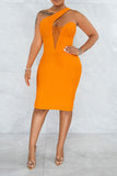 namcoverse Solid Color One Shoulder Unusual Midi Dress