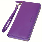 Stylish Womens RFID Blocking Zip Wallet - Large Capacity Long Purse with Detachable Wristlet & Secure Card Holder